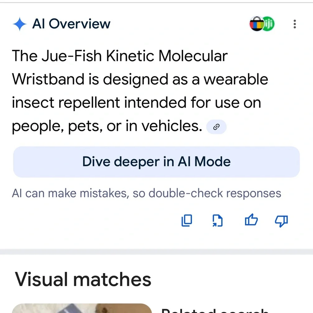 Jue Fish Kinetic Molecular Mosquito Wristband - Black for you, your dog or pet.
